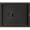 Mexen Pedro granite sink single-bowl 560 x 460 mm, black/gold metallic, black siphon - 6508561000-75-B