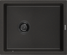 Mexen Pedro 1-compartment granite sink 560 x 460 mm, Black/Gold metallic, siphon Black - 6508561000-75-B