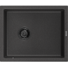 Mexen Pedro granite kitchen sink 1-bowl 560 x 460 mm, black speckled, black siphon - 6508561000-76-B