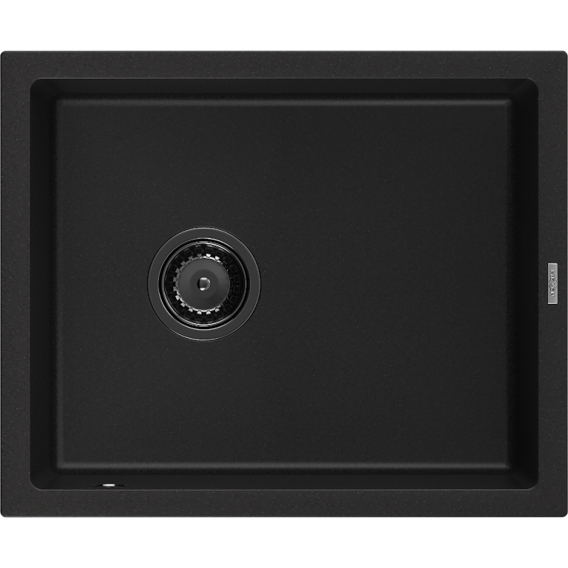 Mexen Pedro 1-bowl Granite Sink 560 x 460 mm, Black, Black Siphon - 6508561000-77-B