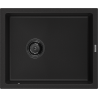 Mexen Pedro granite kitchen sink 1-bowl 560 x 460 mm, black, black siphon - 6508561000-77-B