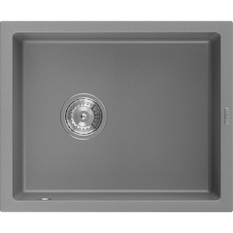 Mexen Pedro granite kitchen sink 1-bowl 560 x 460 mm, gray, chrome siphon - 6508561000-71