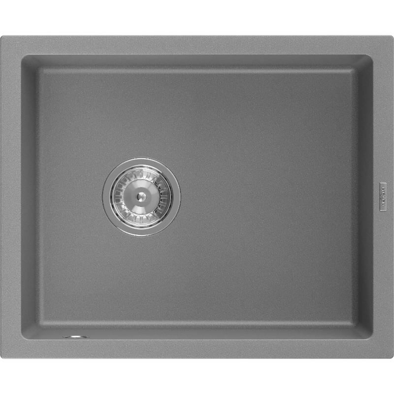 Mexen Pedro single-bowl granite sink 560 x 460 mm, grey, chrome siphon - 6508561000-71