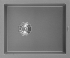 Mexen Pedro granite kitchen sink 1-bowl 560 x 460 mm, gray, chrome siphon - 6508561000-71