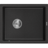 Mexen Pedro granite sink 1-bowl 560 x 460 mm, black/silver metallic, chrome siphon - 6508561000-73