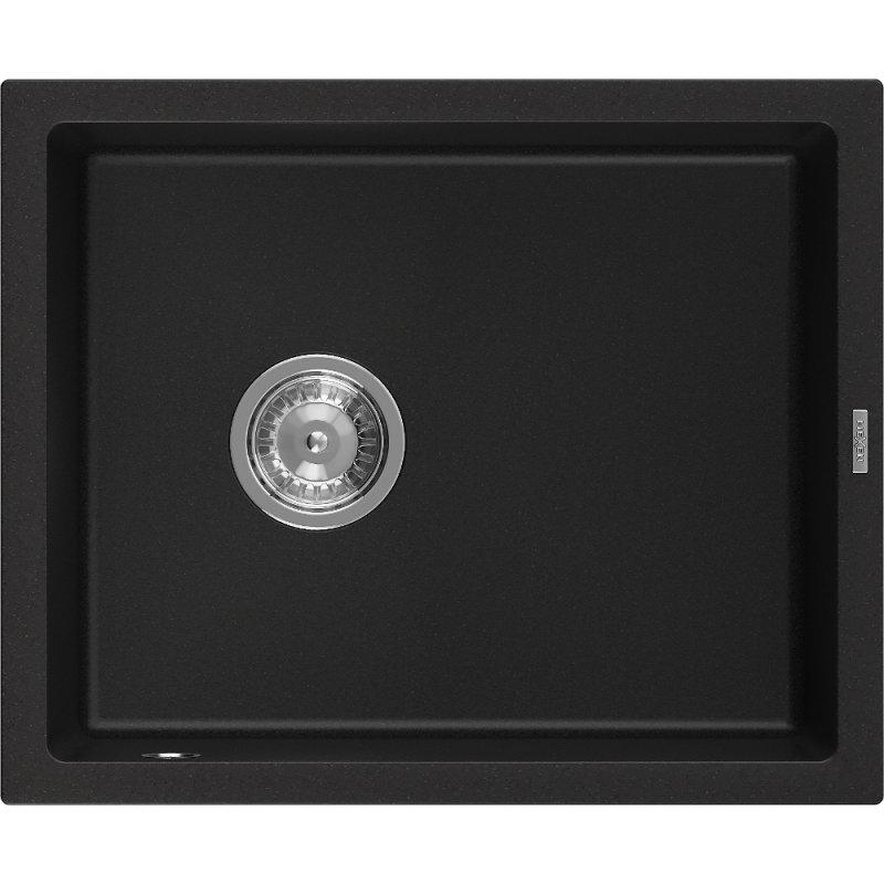 Mexen Pedro granite sink 1-bowl 560 x 460 mm, black, siphon chrome - 6508561000-77