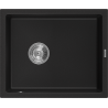Mexen Pedro granite kitchen sink 1-bowl 560 x 460 mm, black, chrome siphon - 6508561000-77