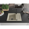 Mexen Enzo granite single-bowl sink with drainer and Duero kitchen faucet, beige - 6506-69-671600-70