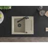 Mexen Enzo granite single-bowl sink with drainer and Duero kitchen faucet, beige - 6506-69-671600-70