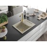 Mexen Enzo 1-bowl granite kitchen sink with drainer and Duero kitchen tap, beige - 6506-69-671600-50