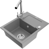 Mexen Enzo granite sink 1-bowl with drainer and kitchen tap Duero, gray - 6506-71-671600-00