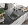 Mexen Enzo granite sink 1-bowl with drainer and kitchen tap Duero, gray - 6506-71-671600-00