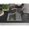 Mexen Enzo 1-bowl granite sink with drainer and kitchen mixer tap Duero, gray - 6506-71-671600-50