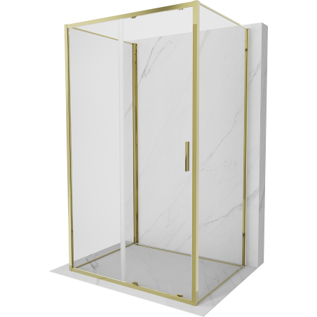 Mexen Exo-S 3S 3-sided sliding shower enclosure 125 x 70 cm, transparent, gold - 8151-125-070-50-00-3S