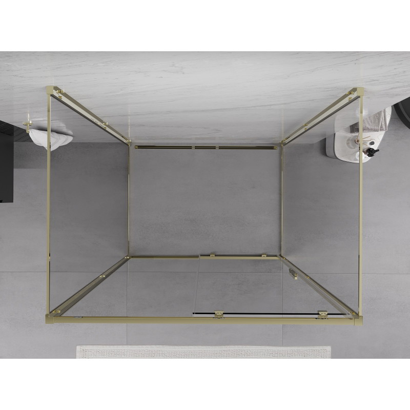 Mexen Exo-S 3S 3-sided sliding shower enclosure 125 x 70 cm, transparent, gold - 8151-125-070-50-00-3S
