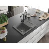 Mexen Enzo 1-Bowl Granite Sink with Drainer and Duero Kitchen Faucet, Grey - 6506-71-671600-70