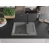 Mexen Enzo granite single-bowl sink with drainer and Duero kitchen faucet, gray - 6506-71-671600-70-B
