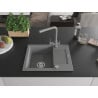 Mexen Enzo granite kitchen sink 1-bowl with drainer and kitchen faucet Duero, grey - 6506-71-671600-71