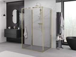 Mexen Exo-S 3S 3-sided Sliding Shower Enclosure 130 x 85 cm, Transparent, Gold - 8151-130-085-50-00-3S