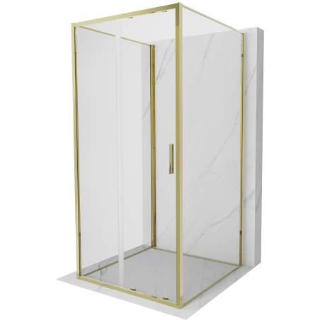 Mexen Exo-3S 3-wall sliding shower enclosure 95 x 95 cm, transparent, gold - 8151-095-095-50-00-3S