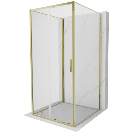 Mexen Exo-S 3S 3-wall sliding shower cabin 95 x 95 cm, transparent, gold - 8151-095-095-50-00-3S