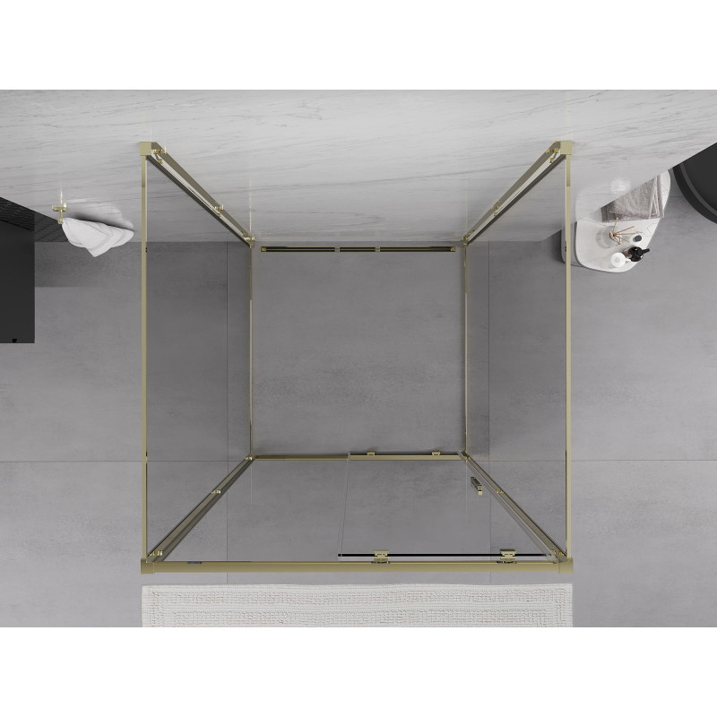 Mexen Exo-S 3S 3-wall sliding shower cabin 95 x 95 cm, transparent, gold - 8151-095-095-50-00-3S