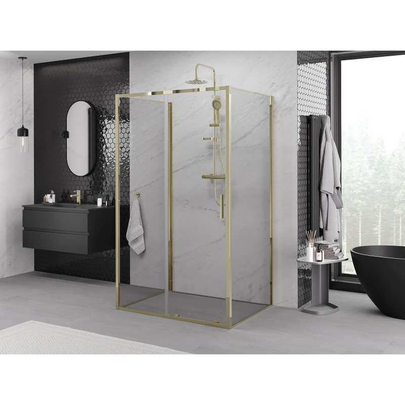 Mexen Exo-S 3S 3-sided sliding shower cabin 155 x 95 cm, transparent, gold - 8151-155-095-50-00-3S