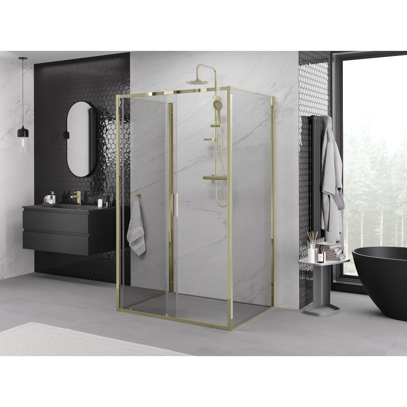 Mexen Exo-S 3S 3-wall sliding shower cabin 160 x 95 cm, transparent, gold - 8151-160-095-50-00-3S