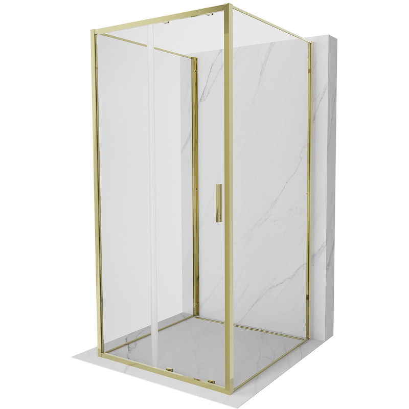 Mexen Exo-S 3S 3-sided sliding shower cabin 100 x 100 cm, transparent, gold - 8151-100-100-50-00-3S