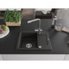 Mexen Enzo 1-compartment granite sink with a drip tray and kitchen mixer tap Duero, Black/Gold metallic - 6506-75-671600-00