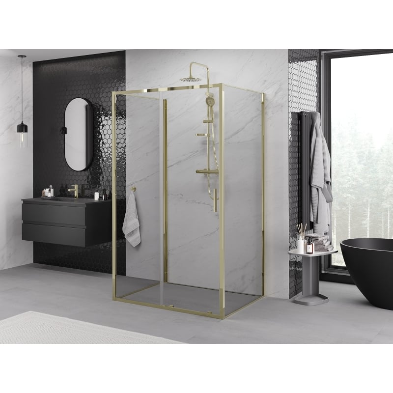 Mexen Exo-S 3S 3-Wall Sliding Shower Cabin 180 x 90 cm, Transparent, Gold - 8151-180-090-50-00-3S