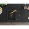 Mexen Enzo granite 1-bowl kitchen sink with drainer and kitchen faucet Duero, black/gold metallic - 6506-75-671600-50-B