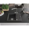 Mexen Enzo granite kitchen sink with 1 bowl, drainer, and Duero kitchen tap, speckled black - 6506-76-671600-00