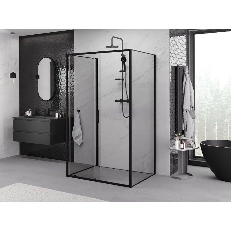 Mexen Exo-S 3S 3-sided sliding shower cabin 120 x 85 cm, transparent, black - 8151-120-085-70-00-3S