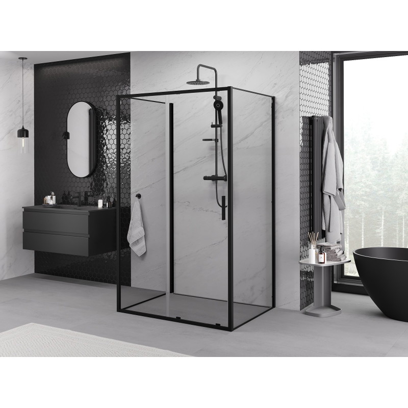 Mexen Exo-S 3S 3-sided sliding shower enclosure 130 x 85 cm, transparent, black - 8151-130-085-70-00-3S