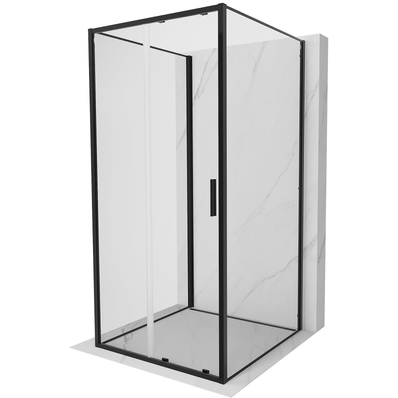 Mexen Exo-3S 3-wall sliding shower cabin 100 x 100 cm, transparent, black - 8151-100-100-70-00-3S