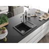 Mexen Enzo 1-bowl granite kitchen sink with drainer and kitchen faucet Duero, black - 6506-77-671600-00
