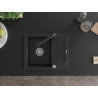 Mexen Enzo granite sink 1-bowl with drainer and Duero kitchen faucet, black - 6506-77-671600-70