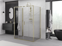 Mexen Exo-S Duo 3S 3-wall sliding shower enclosure 130 x 70 cm, transparent, gold - 8152-130-070-50-00-3S