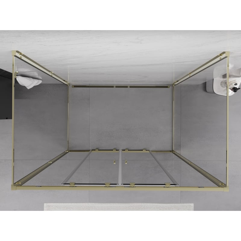 Mexen Exo-3S 3-wall sliding shower cabin 130 x 70 cm, transparent, gold - 8152-130-070-50-00-3S