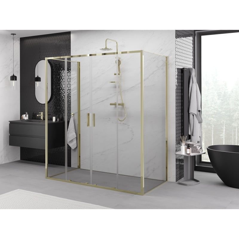 Mexen Exo-3S 3-wall sliding shower cabin 190 x 75 cm, transparent, gold - 8152-190-075-50-00-3S