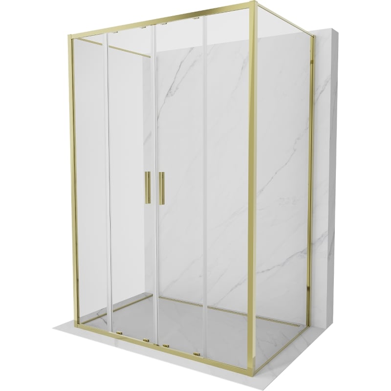 Mexen Exo-3S 3-sided sliding shower cabin 130 x 90 cm, transparent, gold - 8152-130-090-50-00-3S
