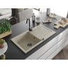 Mexen Leo granite sink 1-bowl with drainer and kitchen faucet Telma, beige - 6501-69-670200-70