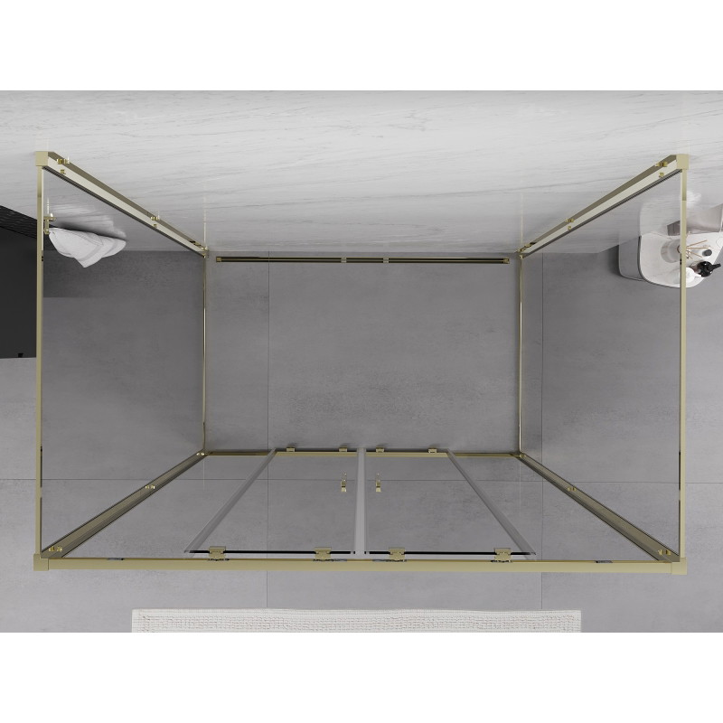 Mexen Exo-S Duo 3S shower enclosure 3-sided sliding 130 x 100 cm, transparent, gold - 8152-130-100-50-00-3S