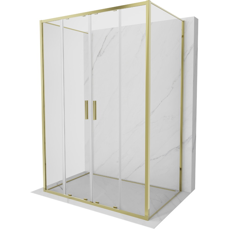 Mexen Exo-S Duo 3S 3-panel sliding shower cabin 160 x 100 cm, transparent, gold - 8152-160-100-50-00-3S