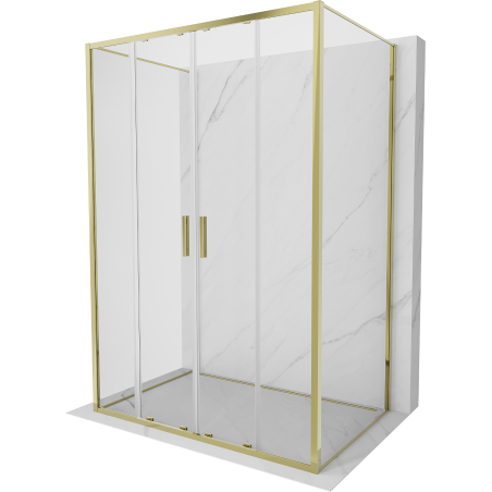 Mexen Exo-S Duo 3S 3-panel sliding shower cabin 160 x 100 cm, transparent, gold - 8152-160-100-50-00-3S