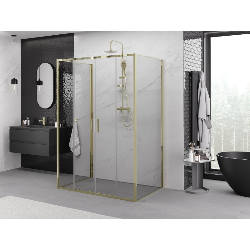 Mexen Exo-S Duo 3S 3-panel sliding shower cabin 160 x 100 cm, transparent, gold - 8152-160-100-50-00-3S
