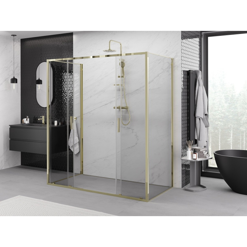 Mexen Exo-S Duo 3S 3-sided sliding shower cabin 180 x 100 cm, transparent, gold - 8152-180-100-50-00-3S
