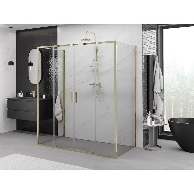 Mexen Exo-S Duo 3S 3-sided sliding shower cabin 190 x 100 cm, transparent, gold - 8152-190-100-50-00-3S