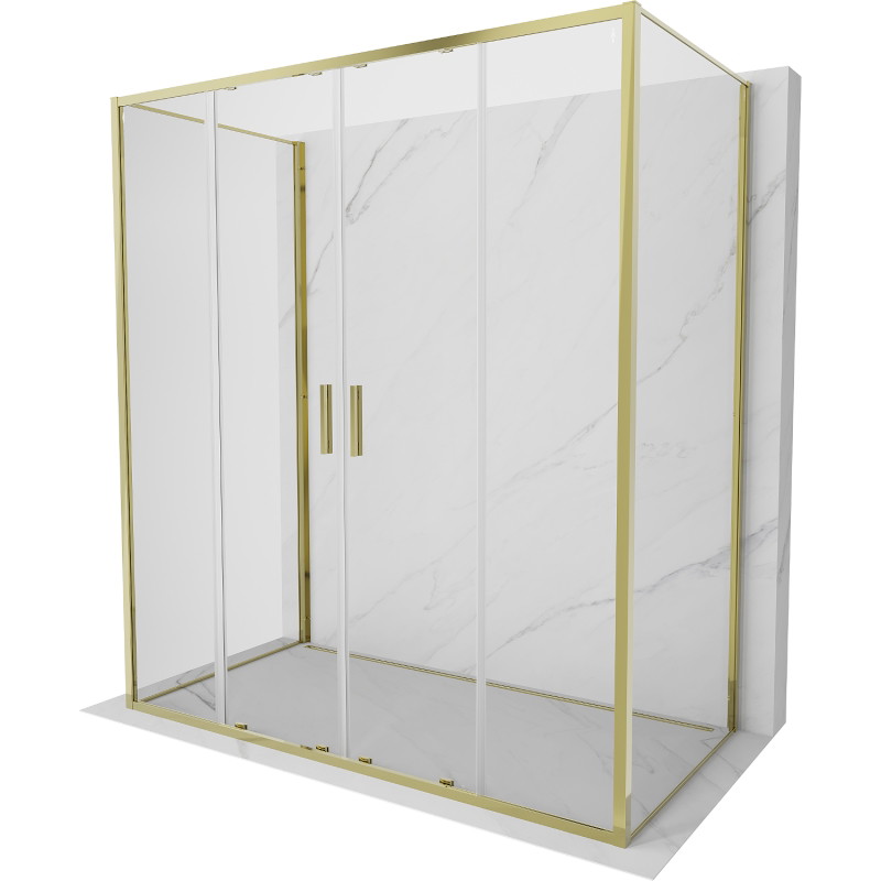 Mexen Exo-S Duo 3S 3-wall sliding shower cabin 200 x 100 cm, transparent, gold - 8152-200-100-50-00-3S
